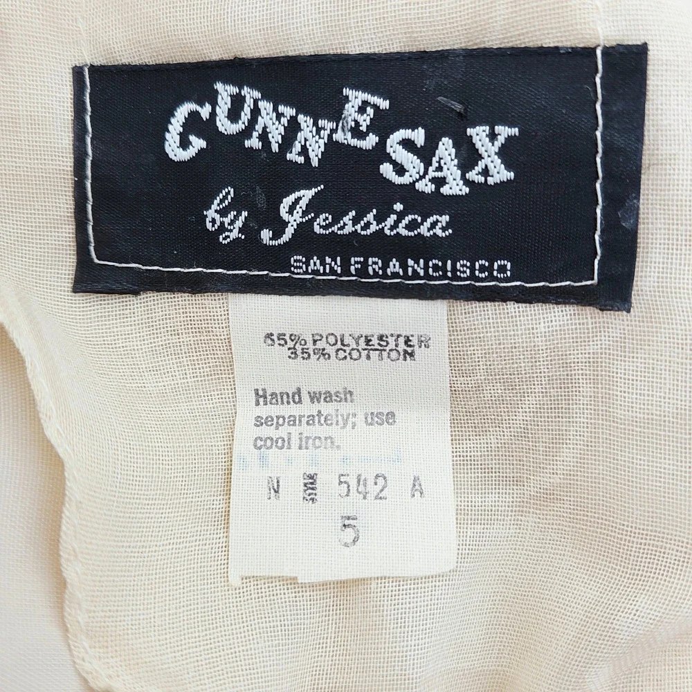 Vintage 1970s Gunne Sax Jessica Cream Crochet Maxi Prairie Sheer Dress Sz 5 - Picture 3 of 16